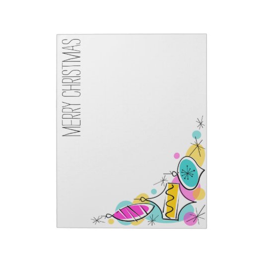 Retro Tree Baubles Corner Weihnachtsnotiz Notizblock (Rotiert)