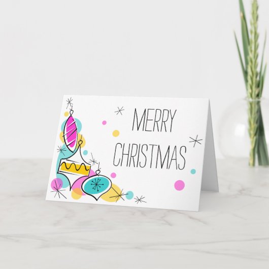 Retro Tree Baubles Ecke Weihnachten im Text (Vorderseite)