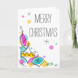 Retro Tree Baubles Ecke Weihnachtsfeiertage Feiertagskarte