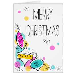 Retro Tree Baubles Ecke Weihnachtstext vertikal