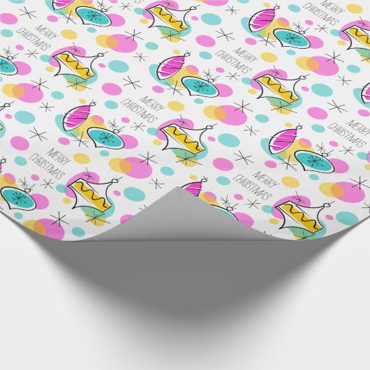 Retro Tree Baubles Frohe Weihnachtsverpackung Geschenkpapier (Ecke)