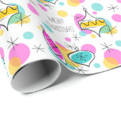 Retro Tree Baubles Frohe Weihnachtsverpackung Geschenkpapier (Rolleneckpunkt)