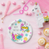 Retro Tree Baubles Frohe Weihnachtszeitung Teller (Party)