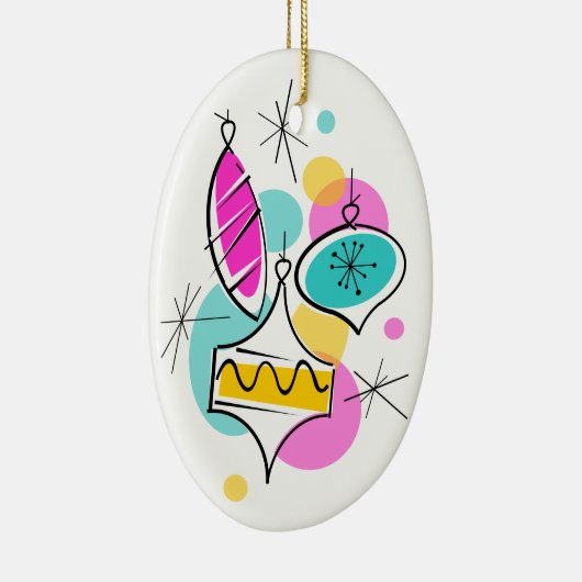 Retro Tree Baubles Group Christms Ornament Oval (Rechts)