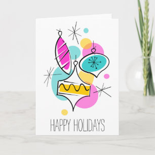 Retro Tree Baubles Group Holidays Feiertagskarte