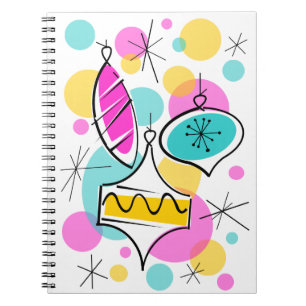 Retro Tree Baubles Group Notebook Notizblock
