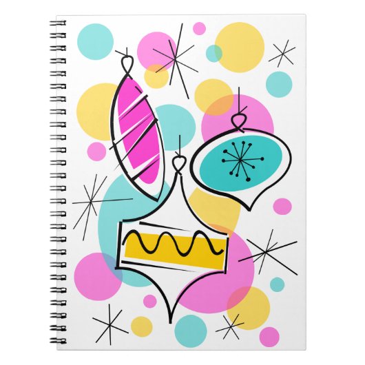Retro Tree Baubles Group Notebook Notizblock (Vorderseite)