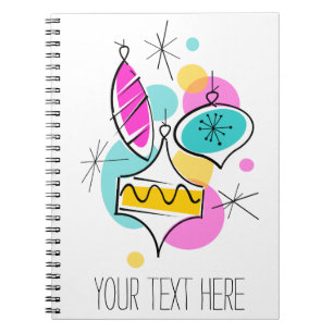 Retro Tree Baubles Group Text Notebook Notizblock