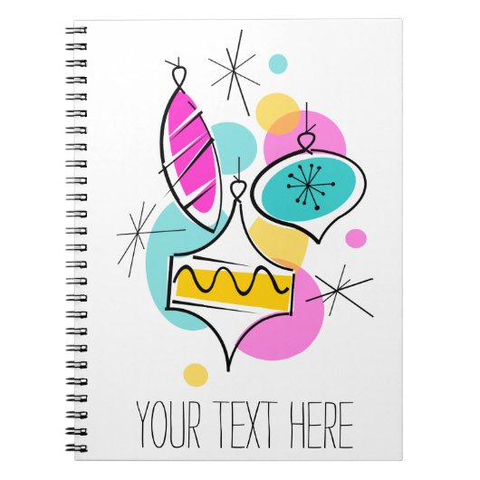 Retro Tree Baubles Group Text Notebook Notizblock (Vorderseite)