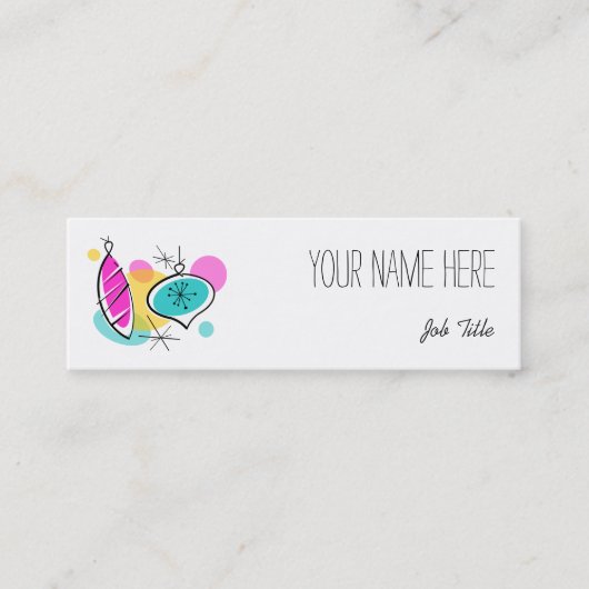 Retro Tree Baubles Gruppiert Text dünn Mini Visitenkarte (Vorderseite)