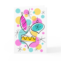 Retro Tree Baubles Grüße Karte vertikal