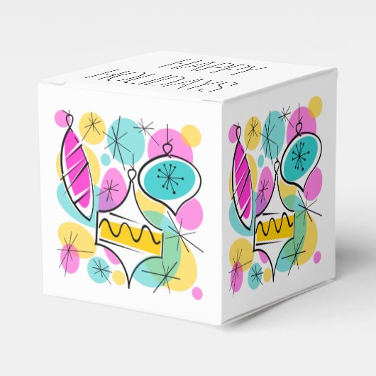 Retro Tree Baubles Happy Holidays Classic Geschenkschachtel (Vorderseite)