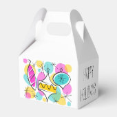 Retro Tree Baubles Happy Holidays Gable Geschenkschachtel (Rückseite)