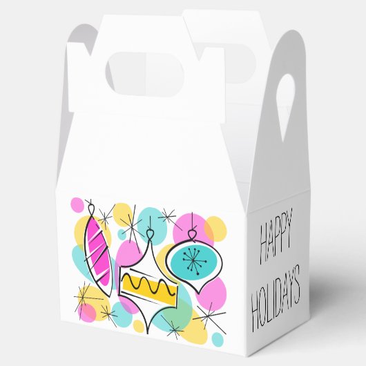 Retro Tree Baubles Happy Holidays Gable Geschenkschachtel (Geöffnet)