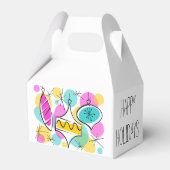 Retro Tree Baubles Happy Holidays Gable Geschenkschachtel (Vorderseite)