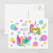 Retro Tree Baubles Holidays Postkarte (Vorne/Hinten)
