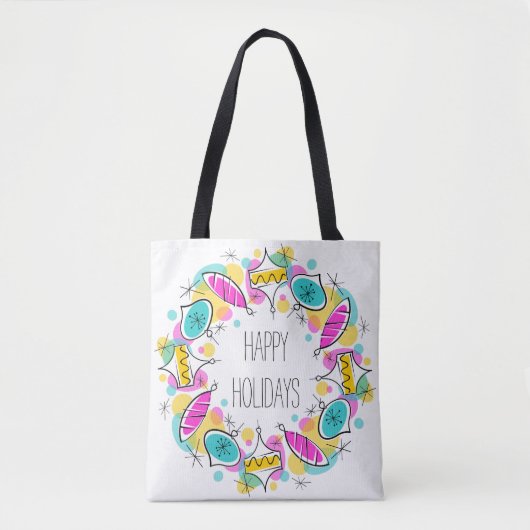 Retro Tree Baubles Holidays Tasche (Vorderseite)