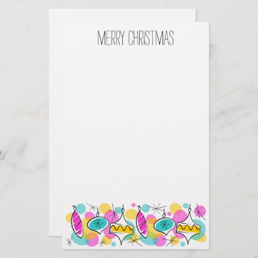 Retro Tree Baubles Line Weihnachtsgeschenk Briefpapier (Vorne/Hinten)