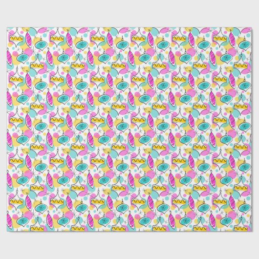 Retro Tree Baubles Mehrverpackungspapier Geschenkpapier (Flach)