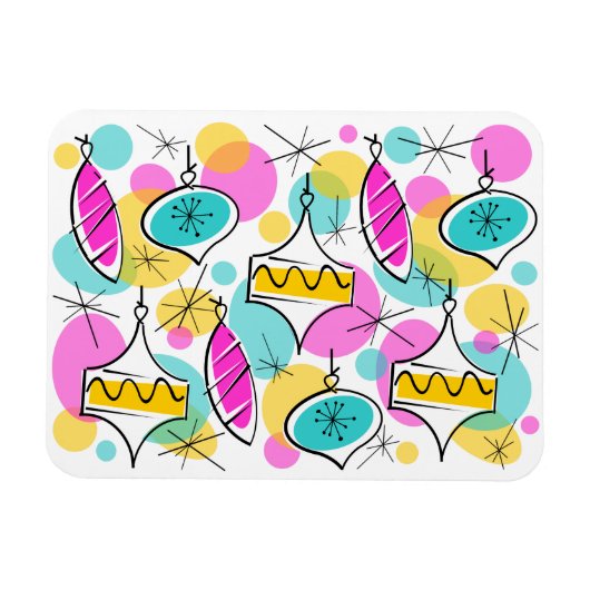 Retro Tree Baubles Multi Flexible Magnet (Horizontal)