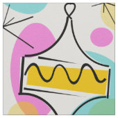 Retro Tree Baubles Multi große Muster Stoff (Nahaufnahme)