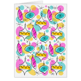 Retro Tree Baubles Multi Grüße Karte vertikal