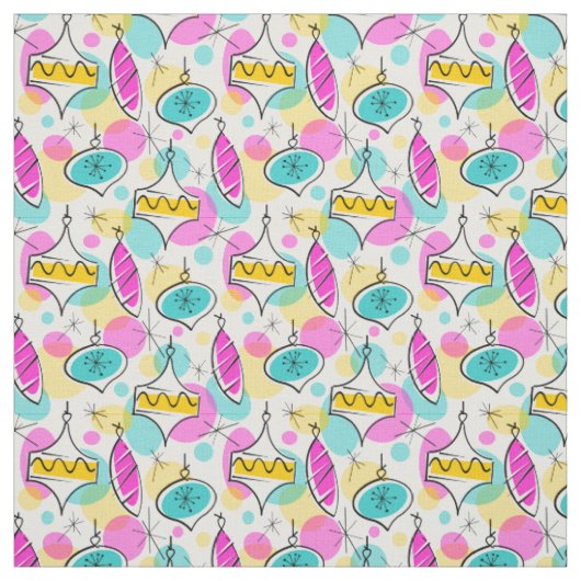 Retro Tree Baubles Multi kleines Muster Stoff (Muster)