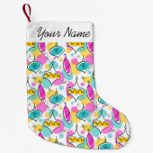 Retro Tree Baubles Multi Name Strumpf 2 Seite Kleiner Weihnachtsstrumpf (Vorderseite)