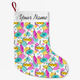 Retro Tree Baubles Multi Name Strumpf 2 Seite Kleiner Weihnachtsstrumpf