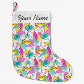 Retro Tree Baubles Multi Name Strumpf rot hinten Kleiner Weihnachtsstrumpf (Vorderseite)