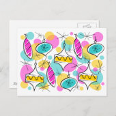 Retro Tree Baubles Multi Postcard Postkarte (Vorne/Hinten)