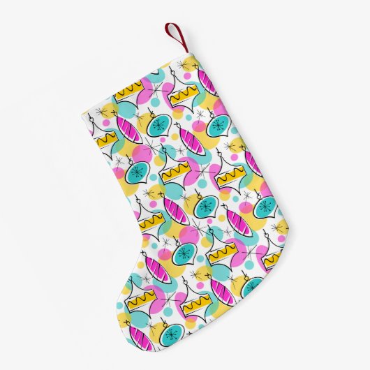 Retro Tree Baubles Multi-Strumpf 2 Seite Kleiner Weihnachtsstrumpf (Rückseite (Hängend))