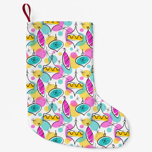 Retro Tree Baubles Multi-Strumpf 2 Seite Kleiner Weihnachtsstrumpf (Vorderseite)