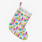 Retro Tree Baubles Multi Text Strumpf 2 Seite Kleiner Weihnachtsstrumpf (Vorderansicht (hängend))