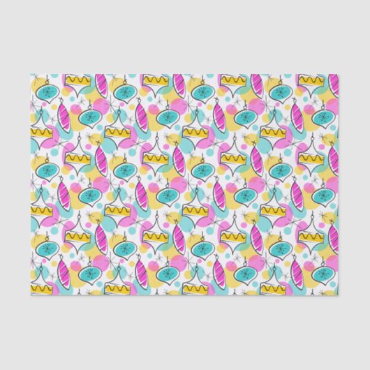 Retro Tree Baubles Multi-Tissue-Papier Seidenpapier (Vorderseite)