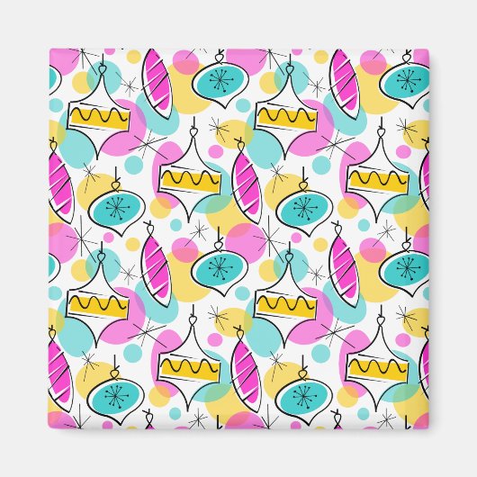 Retro Tree Baubles Multimagnet-Quadrat Magnet (Vorne)