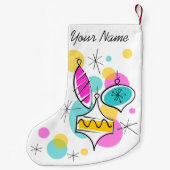 Retro Tree Baubles Name Strumpf 2 Seite Kleiner Weihnachtsstrumpf (Rückseite)