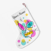 Retro Tree Baubles Name Strumpf 2 Seite Kleiner Weihnachtsstrumpf (Rückseite (Hängend))