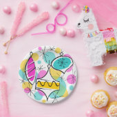 Retro Tree Baubles Papier Teller (Party)