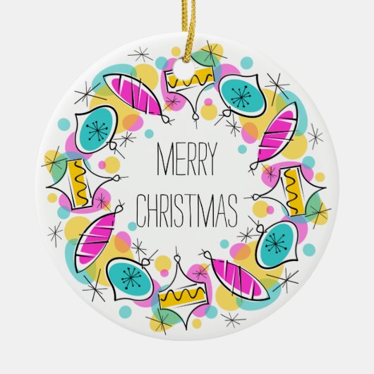 Retro Tree Baubles Runde Weihnachtsschmuck (Vorne)