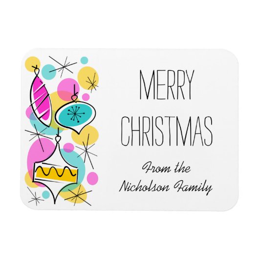 Retro Tree Baubles Side Weihnachten flexibel Magnet (Horizontal)