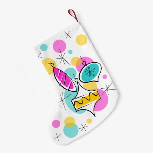 Retro Tree Baubles Strumpf 2 Kleiner Weihnachtsstrumpf (Rückseite (Hängend))