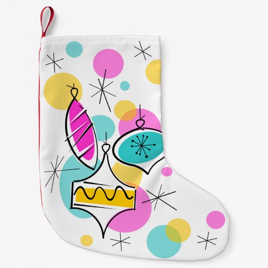 Retro Tree Baubles Strumpf rot hinten Kleiner Weihnachtsstrumpf (Vorderseite)