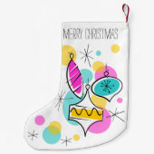 Retro Tree Baubles Text Strumpf 2 Seite Kleiner Weihnachtsstrumpf (Rückseite)