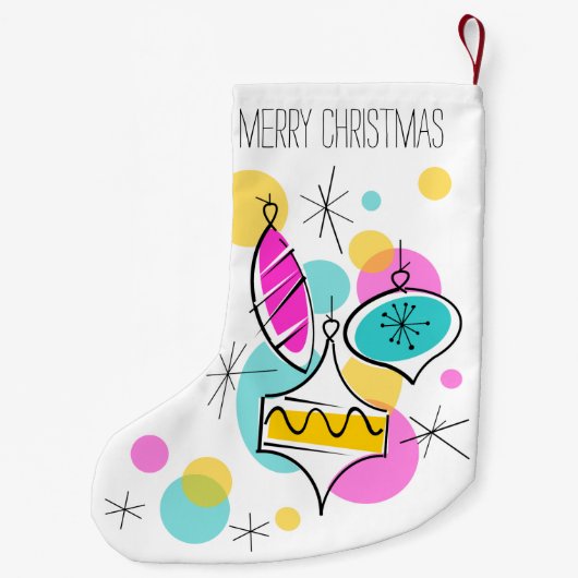 Retro Tree Baubles Text Strumpf 2 Seite Kleiner Weihnachtsstrumpf (Rückseite)