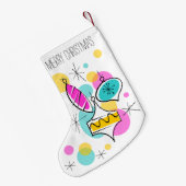 Retro Tree Baubles Text Strumpf 2 Seite Kleiner Weihnachtsstrumpf (Rückseite (Hängend))