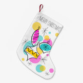 Retro Tree Baubles Text Strumpf 2 Seite Kleiner Weihnachtsstrumpf (Vorderansicht (hängend))