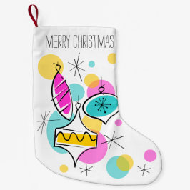 Retro Tree Baubles Text Strumpf 2 Seite Kleiner Weihnachtsstrumpf