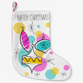 Retro Tree Baubles Text Strumpf rot hinten Kleiner Weihnachtsstrumpf (Vorderseite)