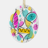 Retro Tree Baubles Textschmuck rund Keramikornament (Rechts)